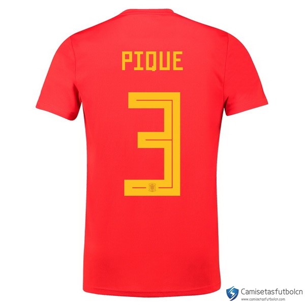 Camiseta Seleccion España Primera equipo Pique 2018 Rojo